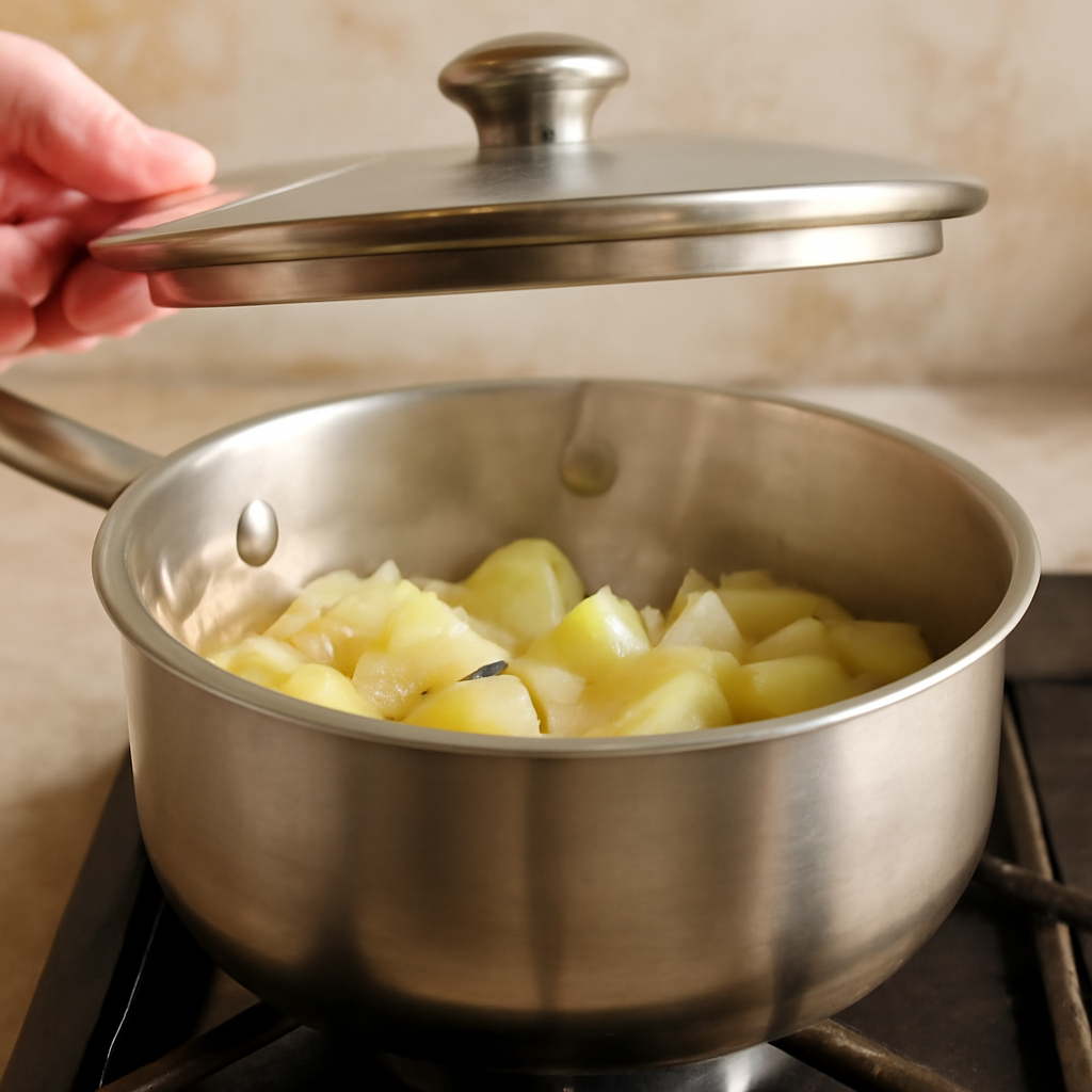 Apples actively breaking down mid-cook under the lid