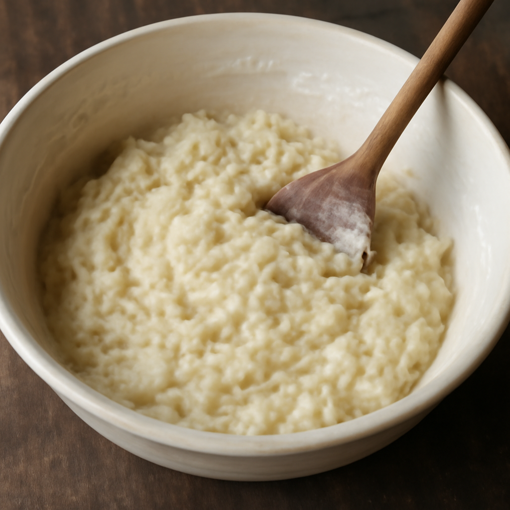 Mix in flour, egg, and milk to form a thick dropping batter