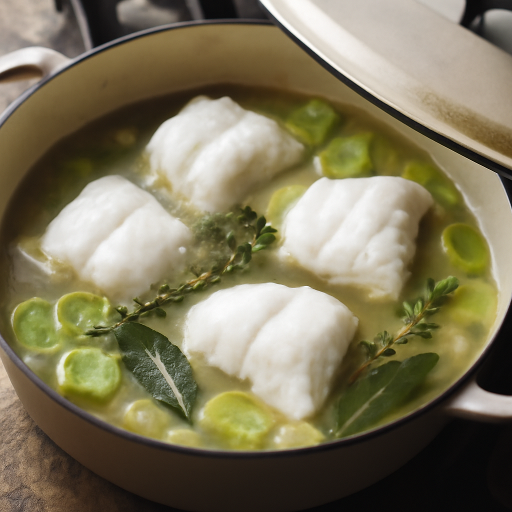 Monkfish coddling near completion; flesh just turned fully opaque