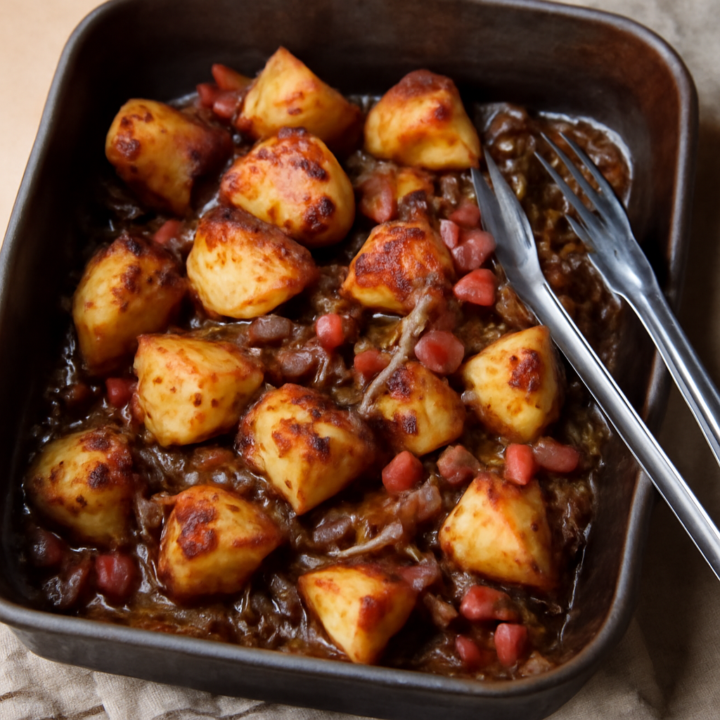 Potatoes turned at 30 minutes and returned to oven for final roasting phase