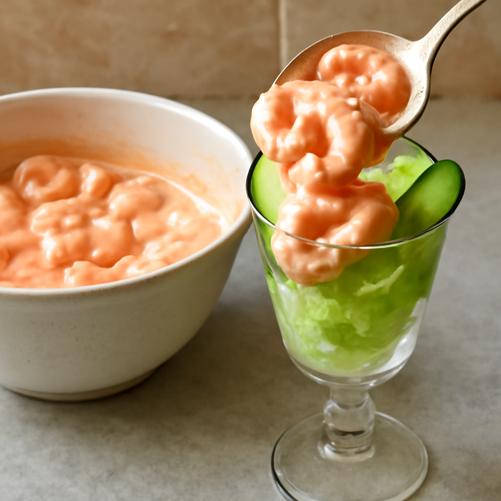 Fold prawns through the sauce and spoon over prepared lettuce-lined glasses