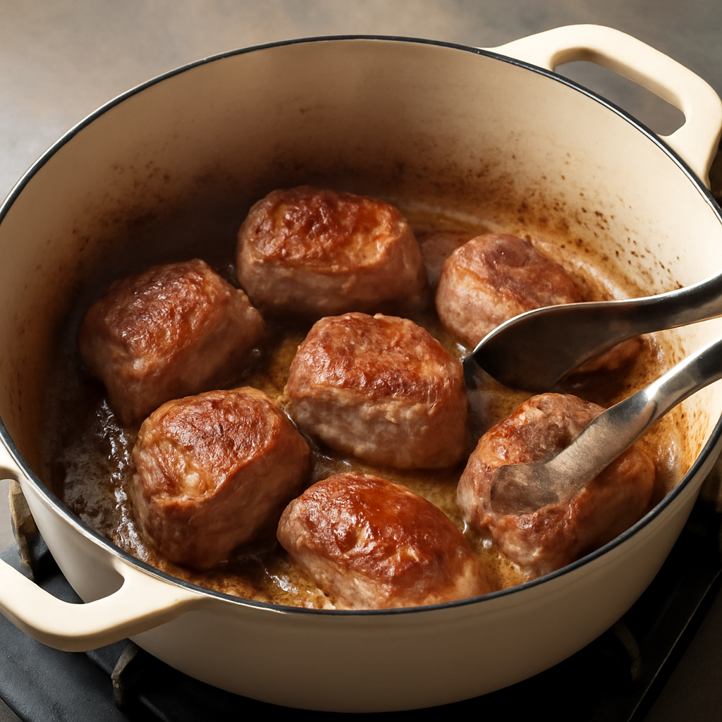 Brown veal in batches and begin building the broth base