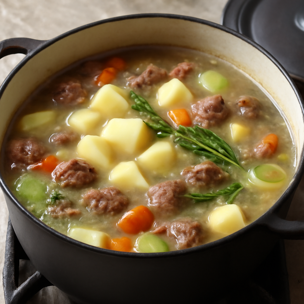 Add potatoes to the pot and cook uncovered as broth thickens